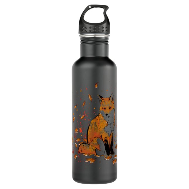 Fox in the Snow  Stainless Steel Water Bottle (Front)