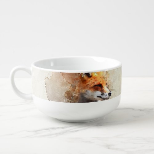 Fox in the wild painting soup mug