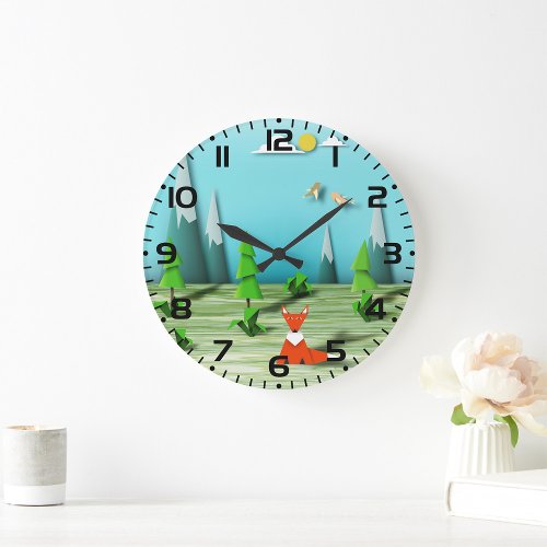 Fox In The Woods Large Clock