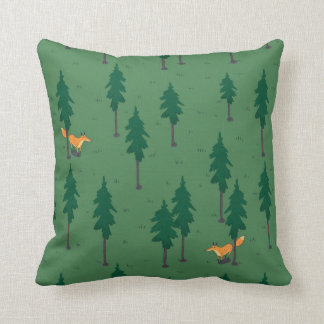 Fox in the woods. throw pillow