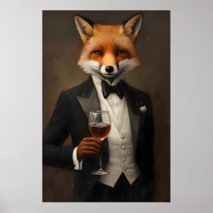 Fox In Tuxedo Poster, Animal Poster, Fox In Suit Poster