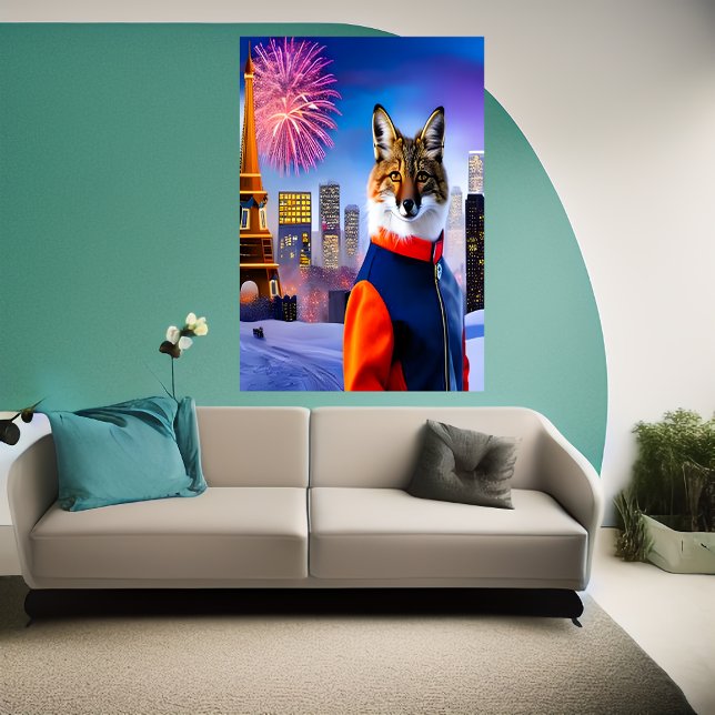 Fox in uniform and firework | AI Art  Poster (Creator Uploaded)