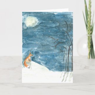 fox in winter holiday card