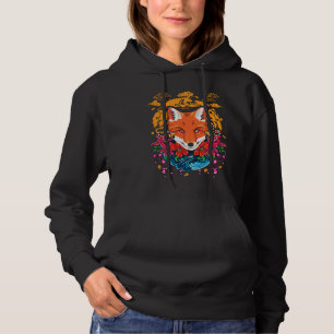Fox Inari Kitsune Retro Vintage Japanese ArtArtwor Hoodie