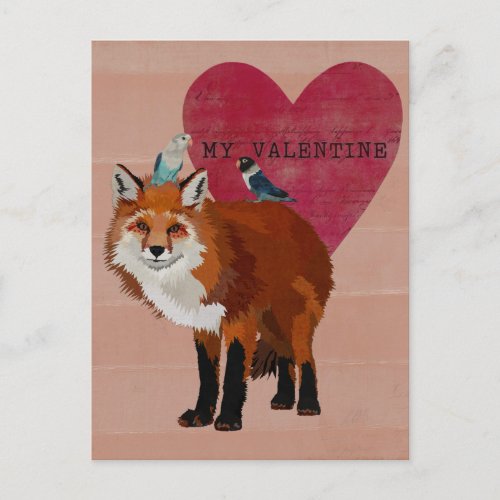 FOX  INDIGO BIRDS VALENTINES Postcard