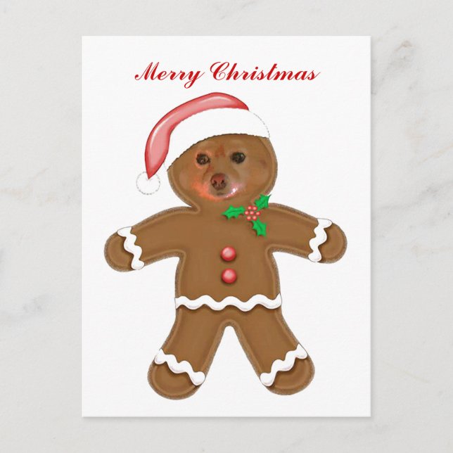 Fox Is A Gingerbread Man Holiday Postcard (Front)