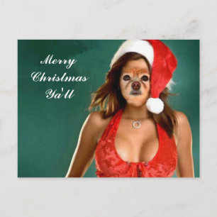 Fox Is Santa's Helper Holiday Postcard