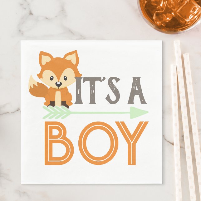Fox It's A Boy Woodland Baby Shower Paper Napkins (Creator Uploaded)