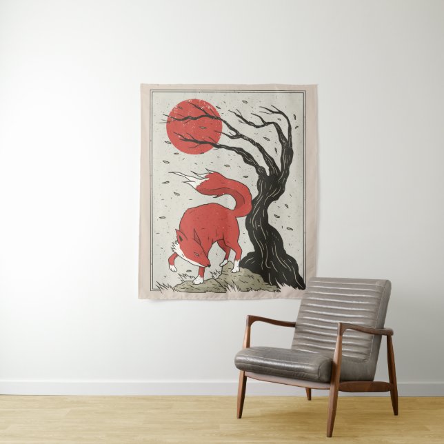 Fox Japanese Art Tapestry (In Situ)