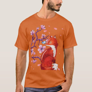 Fox Japanese Cherry Blossom Flower Vintage Sakura T-Shirt