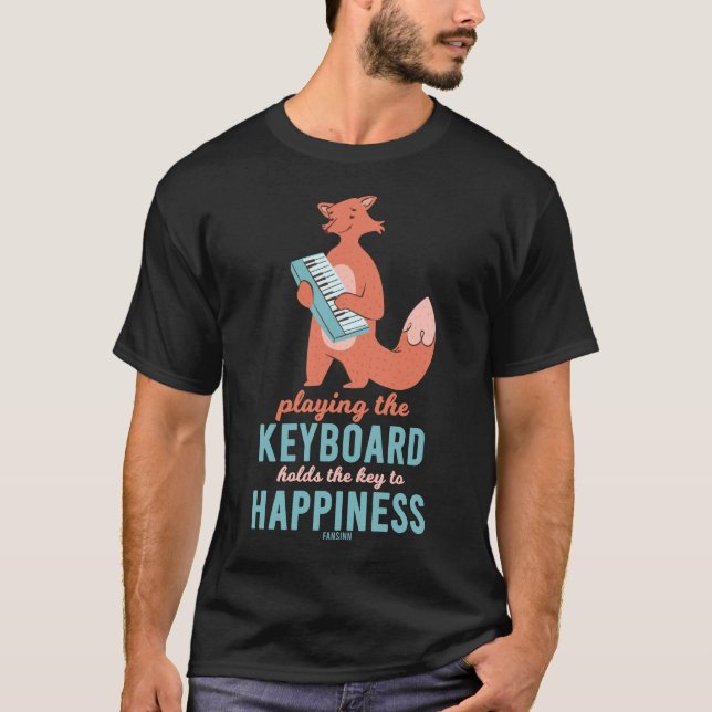 Fox Keyboard forest animal musical instrument T-Shirt (Front)