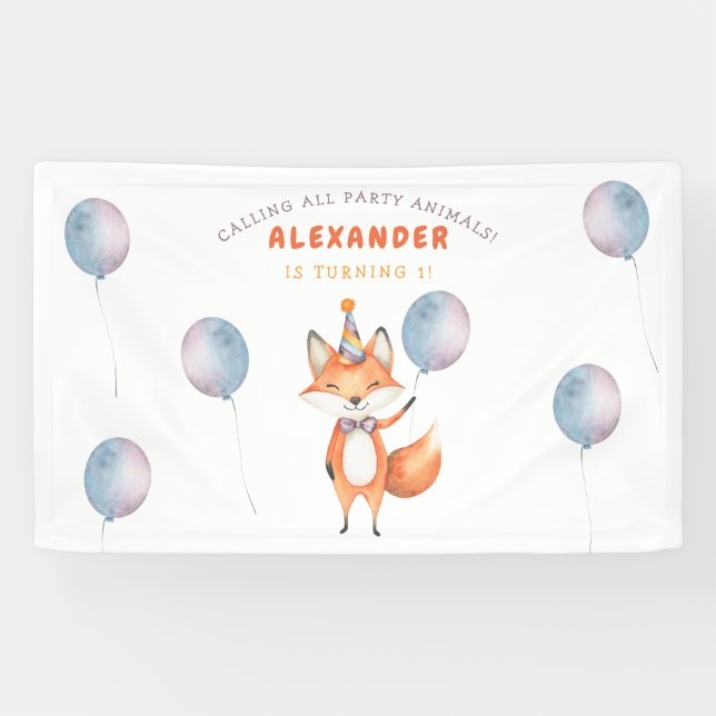 Fox Kids Birthday Party  Banner (Horizontal)