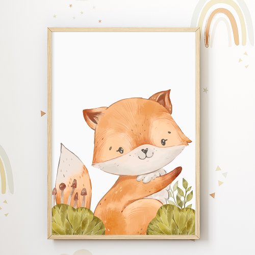 Fox Kids Room Print Cute Animal Poster