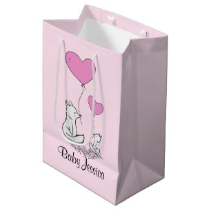 Fox Kit Heart Balloons Design Gift Bag