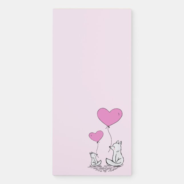 Fox Kit Heart Balloons Fridge Notepad (Front)