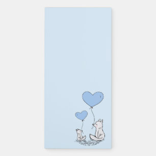 Fox Kit Heart Balloons Magnetic Notepad