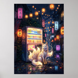 Fox Kitsune Alley Midnight Vending Machine Poster
