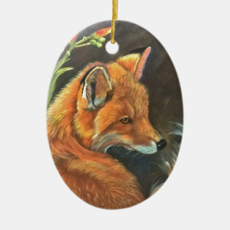 fox landscape paint painting hand art nature ceramic ornament
