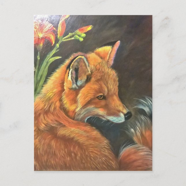 fox landscape paint painting hand art nature postcard (Front)