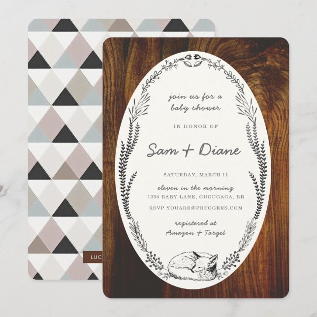 Fox Laurel Baby Shower Invite (Front/Back)