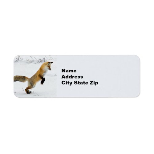 Fox Leaping Snow Photo Label