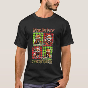 Fox Leopard Buffalo Plaid Animals Lover Merry Chri T-Shirt