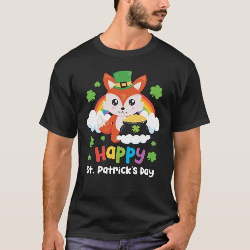 Fox Leprechaun St Patricks Day Lucky Shamrock Rain T_Shirt