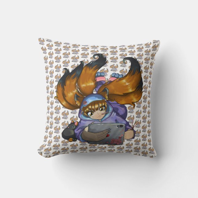 Fox Life Throw Pillow (Front)