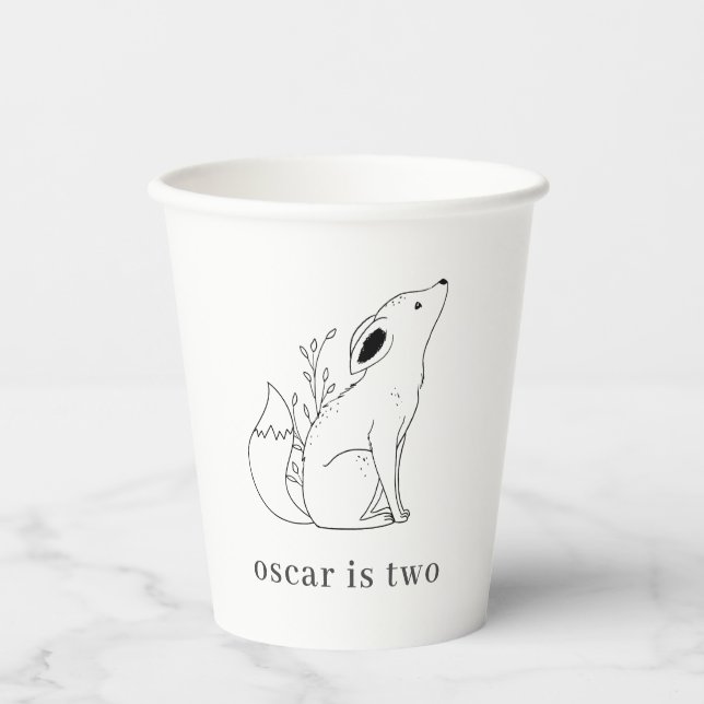Fox Line Drawing Paper Cups (Front)