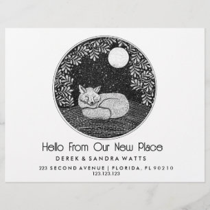 Fox Lino Style Change of Address Card Hand-Drawn Flyer