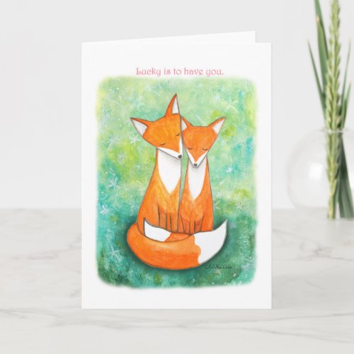 Fox Love Couple Valentines day Anniversary gift Card
