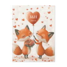 Fox Love Design with Customizable Initials