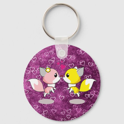 Fox Love Heart Valentines Keychains