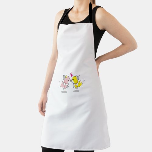 fox love kiss animal cute cartoon apron