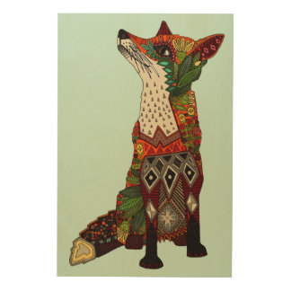 fox love mint wood wall art