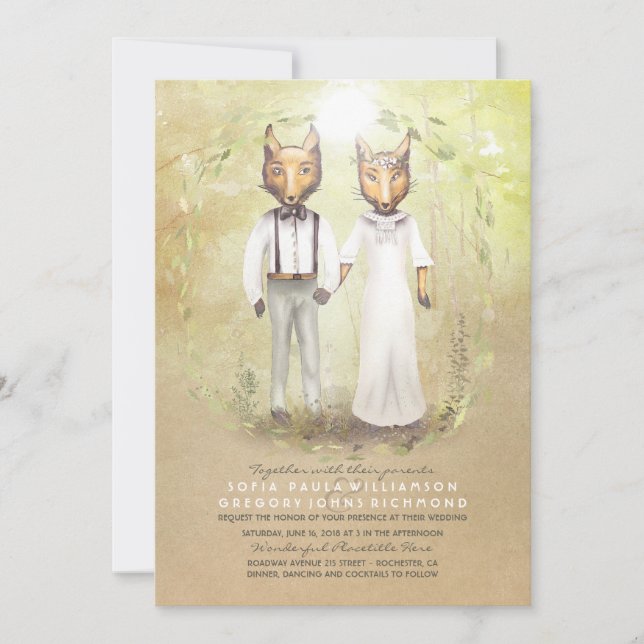 Fox Love Rustic Woodland Wedding Invitations (Front)