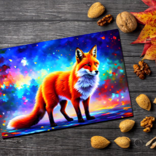 Fox lovely decor colorful redhead animal art postcard