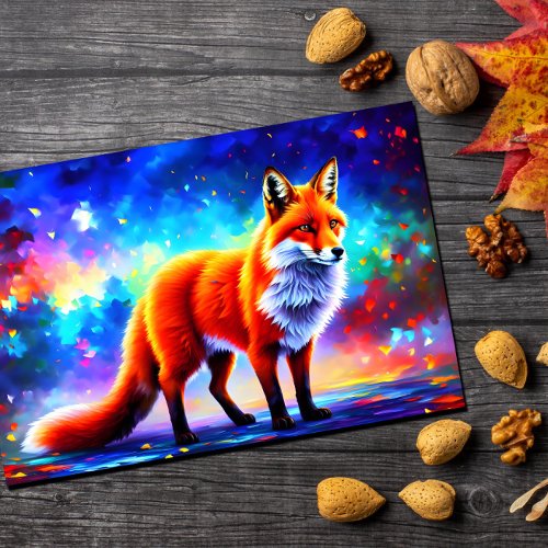 Fox lovely decor colorful redhead animal art postcard