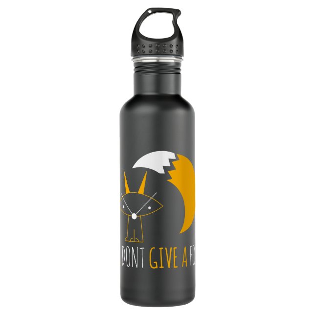 Fox Lover I Dont Give A Fox Abstract Pencil Drawin Stainless Steel Water Bottle (Front)