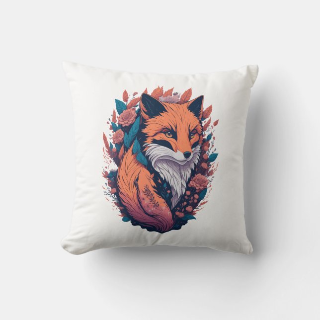 Fox Lovers Gift - Fox Artwork Throw Pillow (Front)