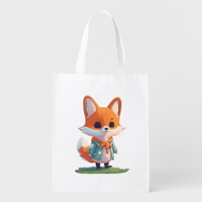 Fox Lovers Gift Grocery Bag (Front)