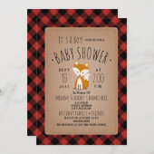 Fox Lumberjack Plaid Baby Shower Invitation (Front/Back)