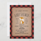 Fox Lumberjack Plaid Baby Shower Invitation