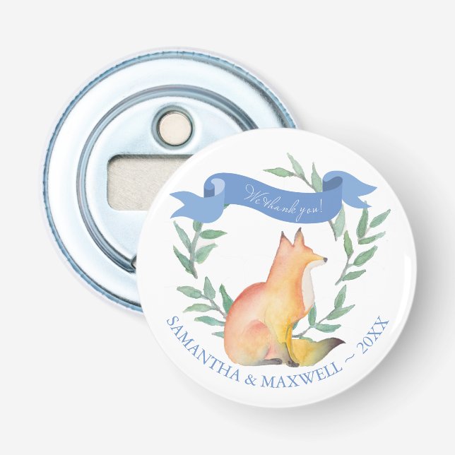 Fox Magnetic Baby Shower Favor Bottle Opener (Front)