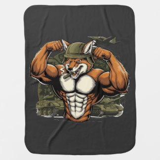 Fox Mean Muscular fox Smoking fox Cigar fox Baby Blanket