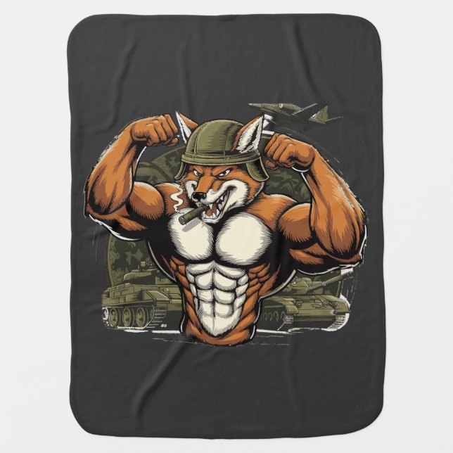 Fox Mean Muscular fox Smoking fox Cigar fox Baby Blanket (Front)