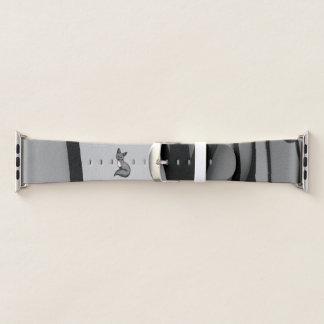 Fox Modern Art Design in Silver Apple Watch Band