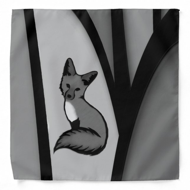 Fox Modern Art Design in Silver Bandana (Front)