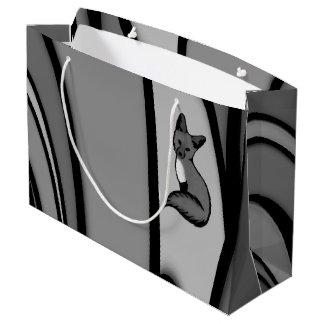 Fox Modern Art Design in Silver Large Gift Bag