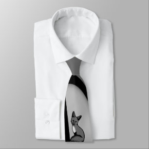 Fox Modern Art Design in Silver Neck Tie